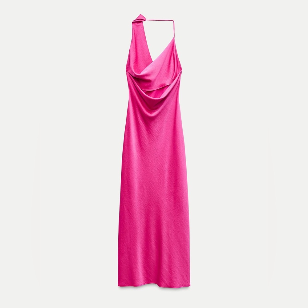 ZARA SATIN EFFECT ASYMMETRIC DRESS